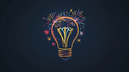 Poster - Illustrate a light bulb icon with fireworks bursting inside, symbolizing a celebration of ideas and creative breakthroughs.