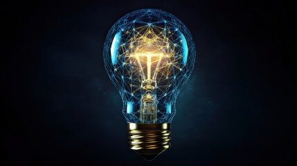 Poster - Illustrate a light bulb icon with abstract, geometric patterns inside, symbolizing structured creativity and analytical thinking