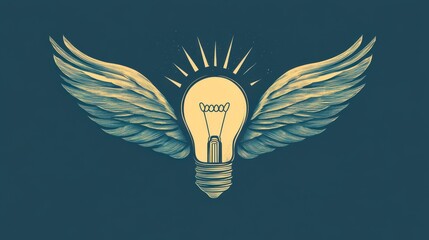 Poster - Illustrate a light bulb icon with wings, symbolizing the freedom of ideas and the ability to think beyond boundaries.