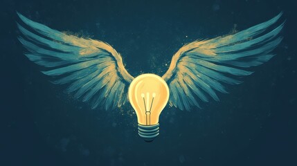 Poster - Illustrate a light bulb icon with wings, symbolizing the freedom of ideas and the ability to think beyond boundaries.