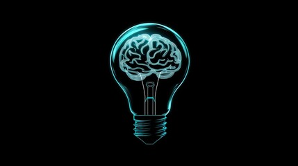 Poster - Illustrate a stylized light bulb icon with a filament shaped like a brain, symbolizing intelligence and innovation.