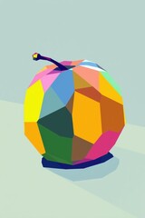 Wall Mural - Geometric Abstract Illustration of a Multicolored Apple Made of Polygonal Shapes