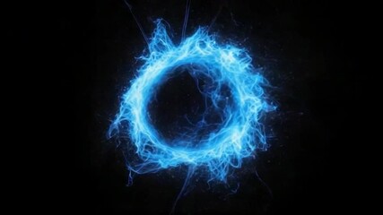 Poster - Glowing Circular Light Ring with Electric Energy in Dark Background for Creative Digital Art Projects and Visual Media 4k video footage