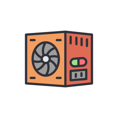 Poster - Isolated Power Supply Unit With Cooling Fan In Orange And Gray