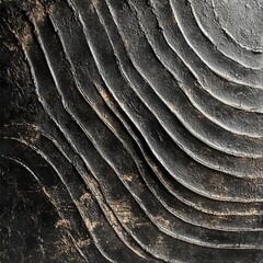 Poster - Abstract Concentric Wave Pattern in Dark Gray and Beige