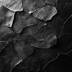 Poster - Abstract Grayscale Cracked Texture Black And White Fragmentary Surface