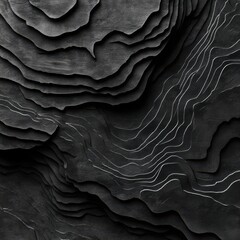 Fototapete - Abstract Grayscale Layered Texture with Undulating Forms and Fine Lines