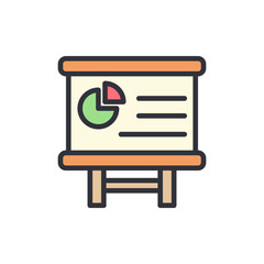 Poster - Presentation Board Showing Business Report Pie Chart And Text Lines