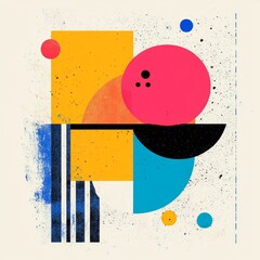 Poster - Abstract Geometric Composition with Colorful Blocks and Overlapping Shapes – Modern Art Design Element for Backgrounds and Textures.