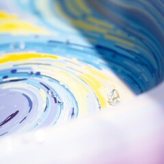Wall Mural - Abstract Swirls with Silver Ring and Water Droplets