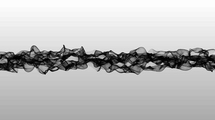 Poster - Technological futuristic black dot wave flow background. Wave drawing of lines. Abstract wave on white gradient background.