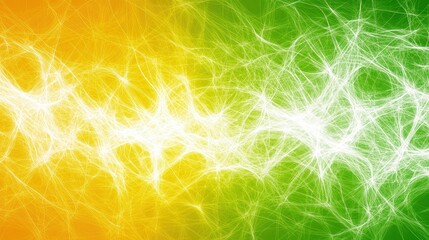 Poster - Abstract vibrant orange and green energy flow with white glowing lines