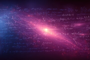 Poster - Intricate abstract visualization of complex mathematical equations and formulas overlaid on a glowing nebula, creating a futuristic and scientific backdrop, perfect for presentations.