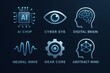© InfinityArtCreator - Futuristic Icons Representing Artificial Intelligence Concepts in Blue