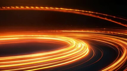 Poster - Dynamic Swirling Light Trails in Abstract Motion with Warm Colors Against a Dark Background for Modern Digital Artwork 4k video footage