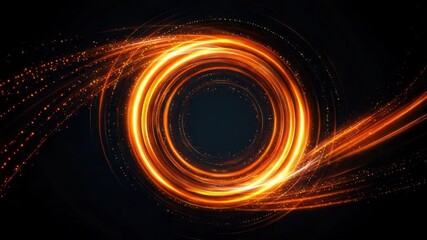 Poster - Vibrant Circular Light Effect with Energy Particles on Dark Background for Abstract Background Use 4k video footage
