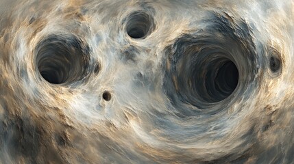 Poster - Abstract swirling vortex landscape with deep holes and textured surface
