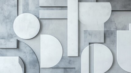 Poster - Simple gray shapes and white designs make a fancy background. It's a modern geometric style, good for websites.
