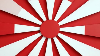 Poster - vibrant red and white geometric background with triangular shapes and central oval focus point for m