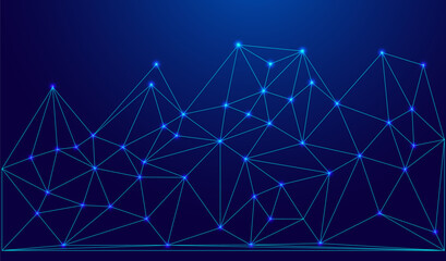 Leinwandbilder - Low Poly Background on Dark Blue Gradient – Modern, Geometric, and Minimalist Abstract Design for Digital Art, 3D Modeling, Wallpapers, and Futuristic Graphics	