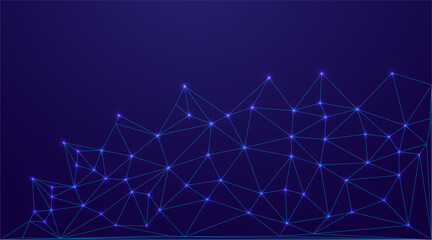 Leinwandbilder - Low Poly Background on Dark Blue Gradient – Modern, Geometric, and Minimalist Abstract Design for Digital Art, 3D Modeling, Wallpapers, and Futuristic Graphics	
