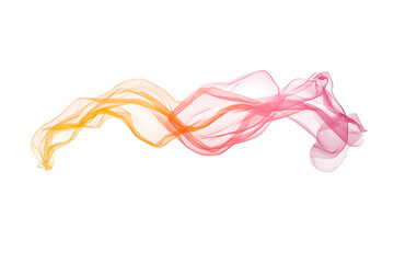 Aufkleber - Abstract Flowing Fabric: An elegant piece of translucent, flowing fabric dances in shades of orange, yellow, and pink, creating a serene and visually captivating effect.