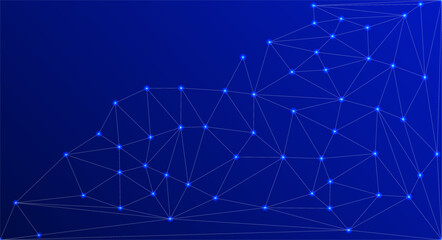 Leinwandbilder - Low Poly Background on Dark Blue Gradient – Modern, Geometric, and Minimalist Abstract Design for Digital Art, 3D Modeling, Wallpapers, and Futuristic Graphics	