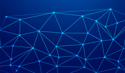 Leinwandbilder - Low Poly Background on Dark Blue Gradient – Modern, Geometric, and Minimalist Abstract Design for Digital Art, 3D Modeling, Wallpapers, and Futuristic Graphics	