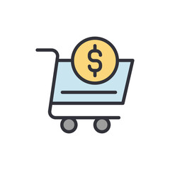 Poster - Shopping Cart With Dollar Coin Illustration Of Financial Transactions