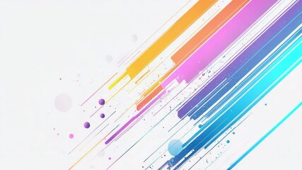 Poster - Vibrant Abstract Colorful Lines and Dots with Dynamic Movement Effect on White Background 4k video footage