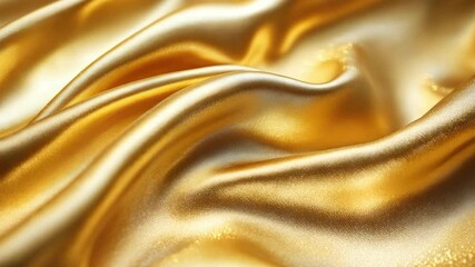 Poster - shimmering golden fabric waves with soft light reflection and smooth texture for luxury and elegance