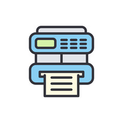 Poster - Stylized Illustration Of A Printer With Paper Against A Transparent Backdrop