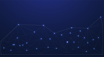 Leinwandbilder - Low Poly Background on Dark Blue Gradient – Modern, Geometric, and Minimalist Abstract Design for Digital Art, 3D Modeling, Wallpapers, and Futuristic Graphics	
