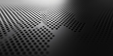 Poster - Intricate close-up of a textured surface featuring a pattern of perforated holes against a dark background