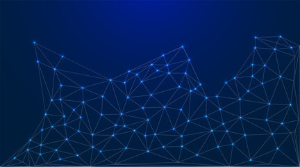 Leinwandbilder - Low Poly Background on Dark Blue Gradient – Modern, Geometric, and Minimalist Abstract Design for Digital Art, 3D Modeling, Wallpapers, and Futuristic Graphics	