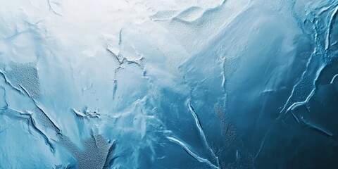 Poster - Intricate texture of icy surface revealing depth and coldness in vibrant blue hues at an exterior location during daylight