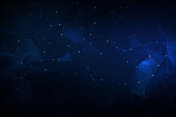 Poster - Blue abstract background featuring geometric shapes and star-like points on a dark canvas