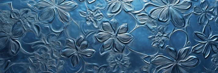 Poster - Intricate floral texture in shades of blue accentuates elegance