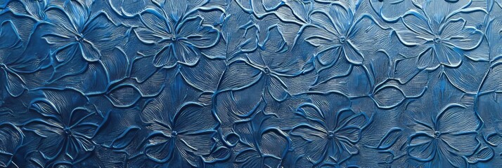  - Delicate floral texture in deep blue tones showcases intricate craftsmanship and artistic design