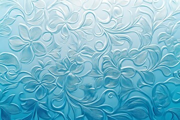 Poster - Textured blue floral background with intricate swirling patterns and depth