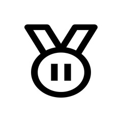 Poster - Black and white medal icon with a pause symbol on a white background in a simple vector graphic style