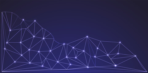 Leinwandbilder - Low Poly Background on Dark Blue Gradient – Modern, Geometric, and Minimalist Abstract Design for Digital Art, 3D Modeling, Wallpapers, and Futuristic Graphics	
