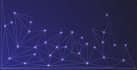 Leinwandbilder - Low Poly Background on Dark Blue Gradient – Modern, Geometric, and Minimalist Abstract Design for Digital Art, 3D Modeling, Wallpapers, and Futuristic Graphics	