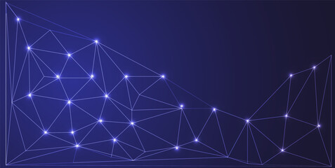 Leinwandbilder - Low Poly Background on Dark Blue Gradient – Modern, Geometric, and Minimalist Abstract Design for Digital Art, 3D Modeling, Wallpapers, and Futuristic Graphics	