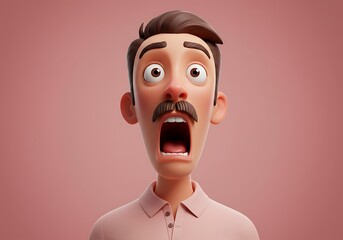shocked cartoon man. surprised male character