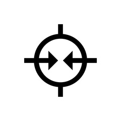 Poster - Black and white graphic of a circle with crosshairs and two arrows pointing inward toward each other
