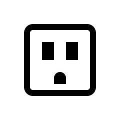 Poster - Illustration of a black and white electrical outlet with two rectangular openings and one rounded opening