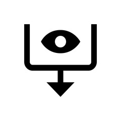 Poster - Black outline of a box with rounded edges containing an eye above an arrow pointing downward icon