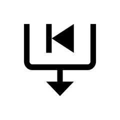 Poster - black and white icon showing a download symbol with a rewind symbol inside of the downloaded object 