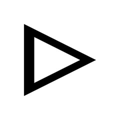 Poster - A bold black outlined triangle pointing rightward on a clean white background in a minimalist design style art